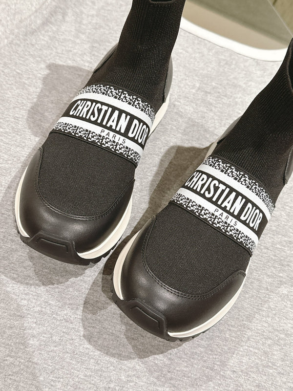 CD High-Top Sneaker 40mm Black Stretch Wool And Lambskin