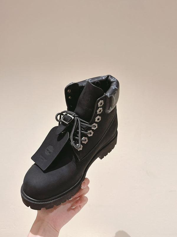LV x Timberland 6in Ankle Boot 50mm Black Suede & Monogram Canvas 450427