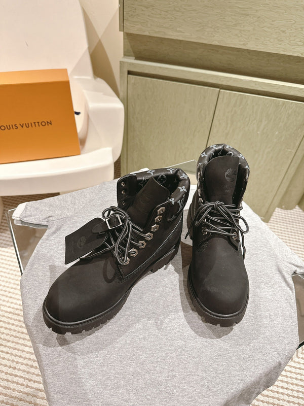 LV x Timberland 6in Ankle Boot 50mm Black Suede & Monogram Canvas 450427