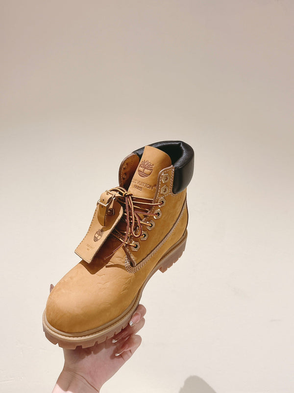 LV x Timberland 6in Ankle Boot 50mm Light Brown Suede & Monogram Canvas 450428