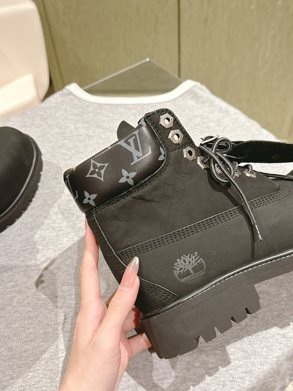 LV x Timberland 6in Ankle Boot 50mm Black Suede & Monogram Canvas 450427