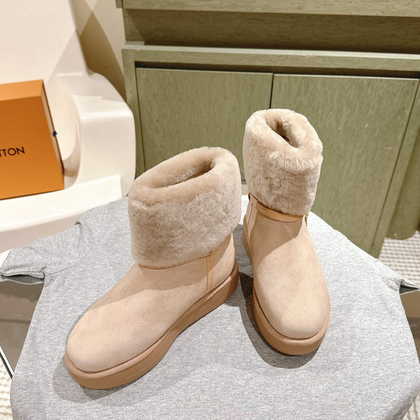 LV Aspen Platform Ankle Boot Beige Suede Cowhide/Shearling 450429