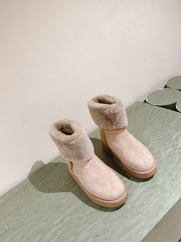 LV Aspen Platform Ankle Boot Beige Suede Cowhide/Shearling 450429