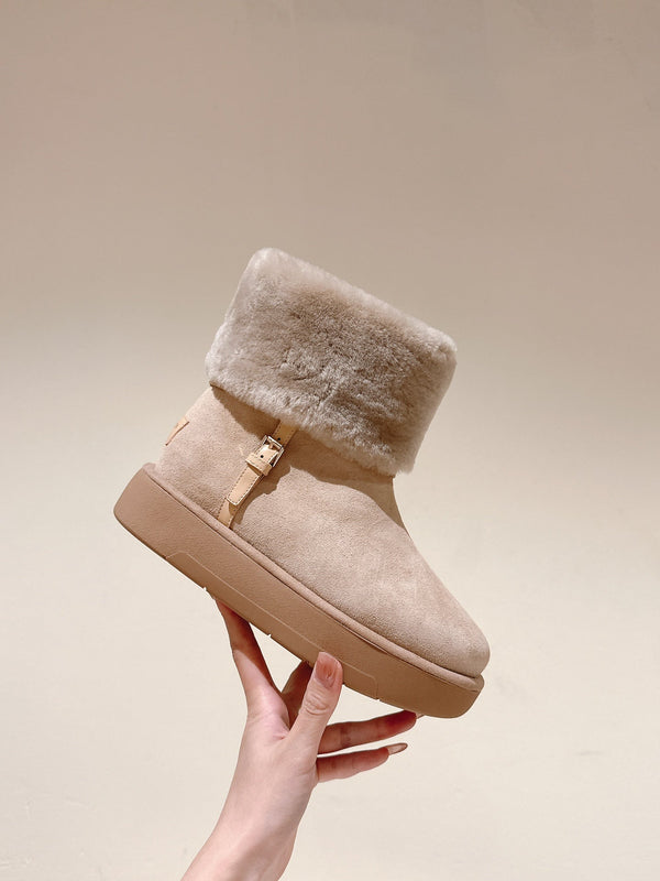 LV Aspen Platform Ankle Boot Beige Suede Cowhide/Shearling 450429