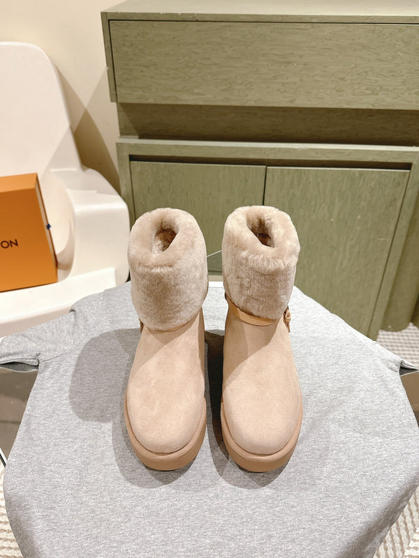 LV Aspen Platform Ankle Boot Beige Suede Cowhide/Shearling 450429