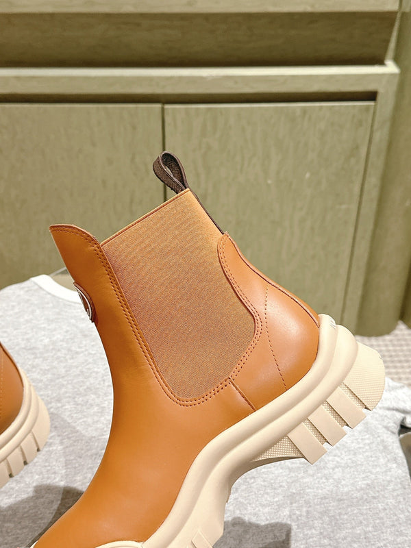 Stivaletto alla caviglia LV Ruby Flat 50mm in pelle di vacchetta marrone chiaro 450432