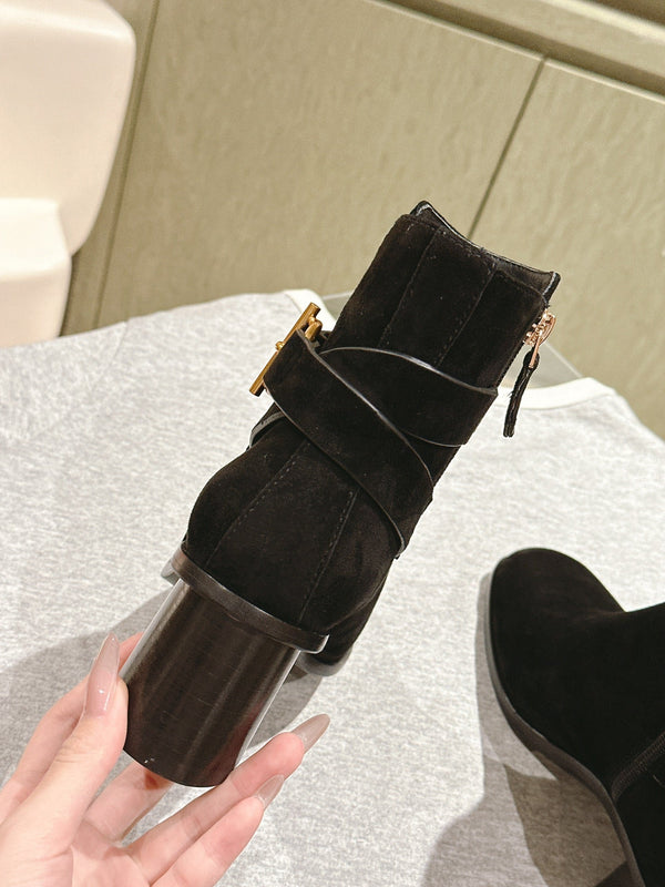 HM Jill Ankle Boot 65mm Black Suede  974679