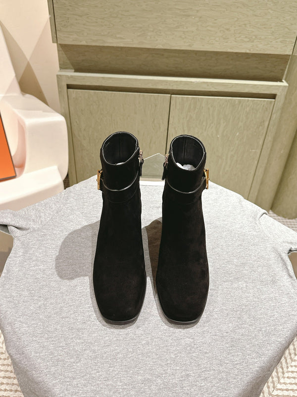 HM Jill Ankle Boot 65mm Black Suede  974679