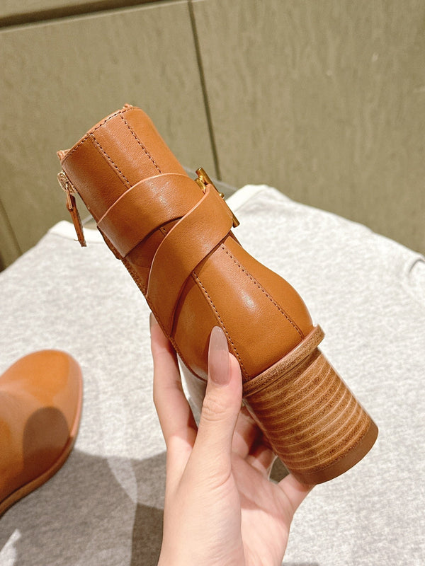 HM Jill Ankle Boot 65mm Brown Orange Calfskin 974682