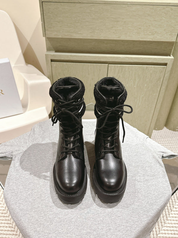 CD Ankle Boots In Black Calfskin With Wool Fleece Lining 995819