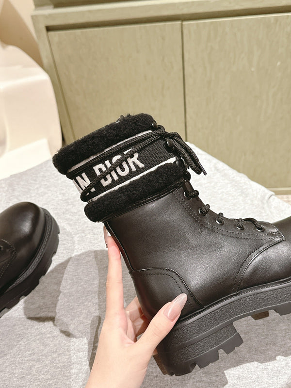 CD Ankle Boots In Black Calfskin With Wool Fleece Lining 995819