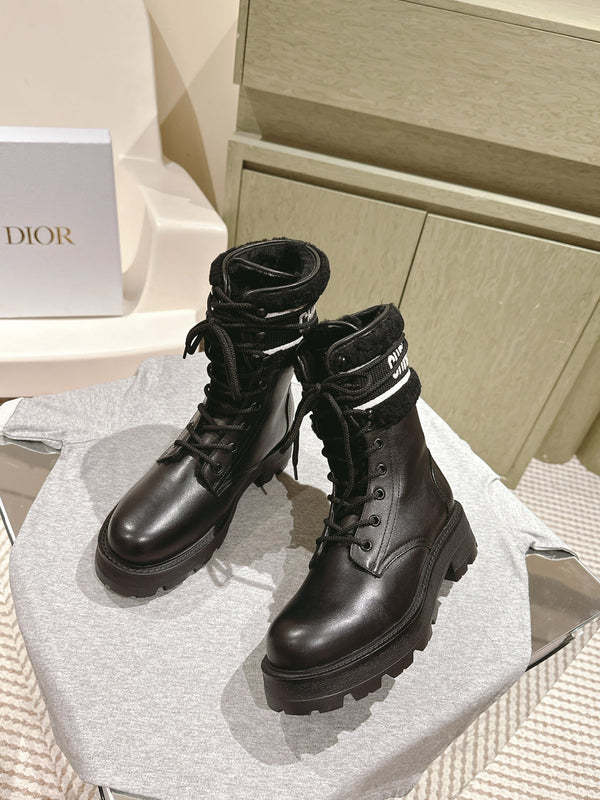 CD Ankle Boots In Black Calfskin With Wool Fleece Lining 995819