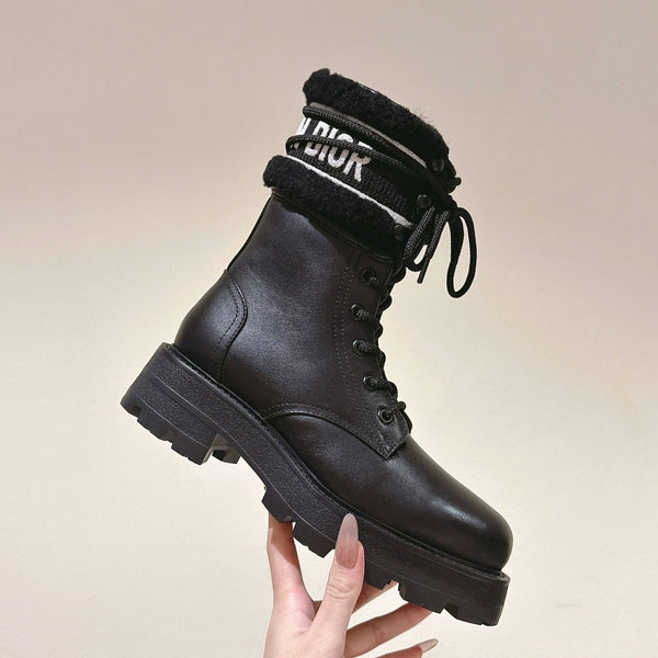 CD Ankle Boots In Black Calfskin With Wool Fleece Lining 995819