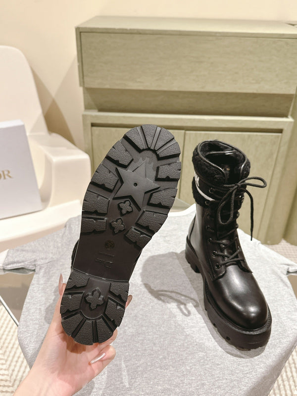 CD Ankle Boots In Black Calfskin With Wool Fleece Lining 995819