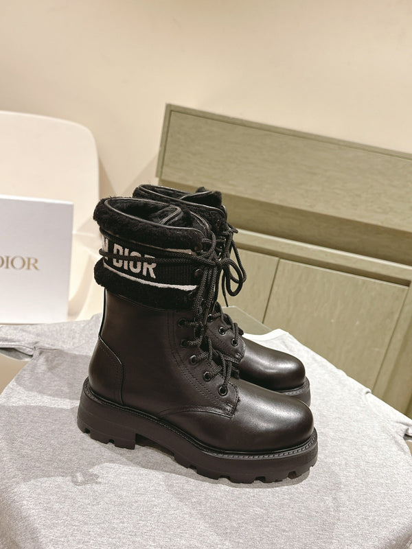 CD Ankle Boots In Black Calfskin With Wool Fleece Lining 995819