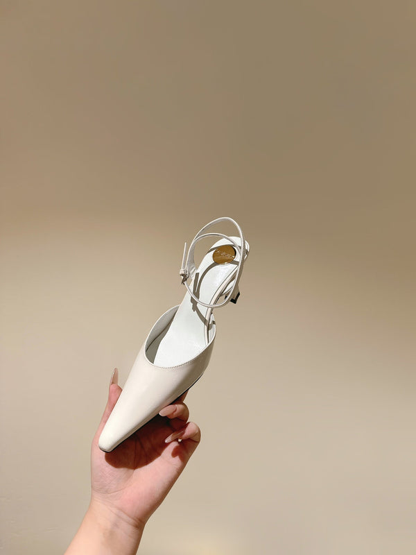 DÉCOLLETÉ AIMÉE HIGH 8 CM SLINGBACK IN PELLE DI VITELLO VERNICIATA BIANCA