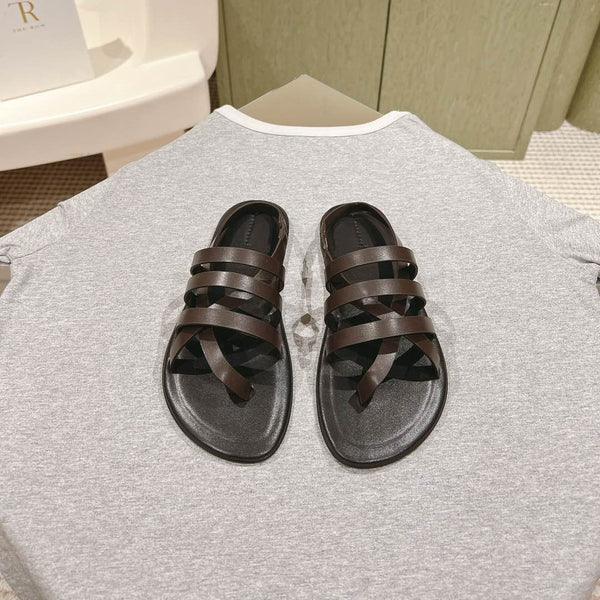 The Row Line Sandals Dark Brown Black Sheepskin 451279