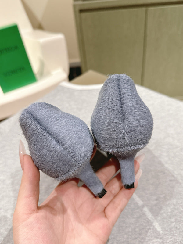 BV Kitten Heels Pumps 45mm Grey Horsehair 448413