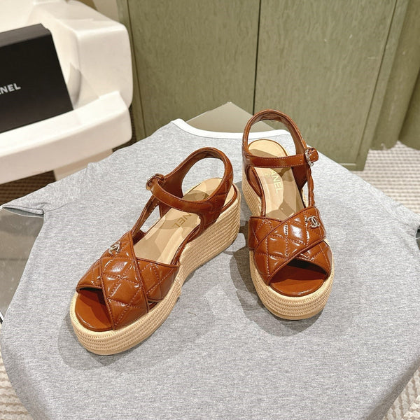 CC 25ss Espadrille Sandals 85mm Caramel Quited Sheepskin 462240