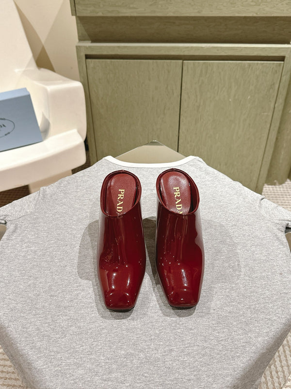 Prada Mules 85mm Burgundy Patent Leather 449618