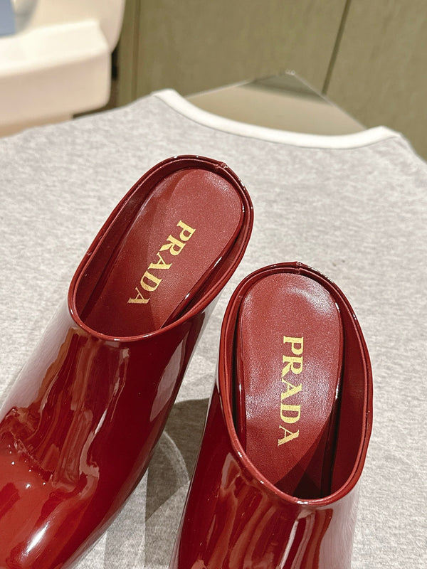 Prada Mules 85mm Burgundy Patent Leather 449618