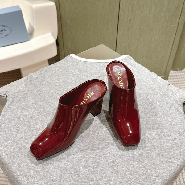 Prada Mules 85mm Burgundy Patent Leather 449618