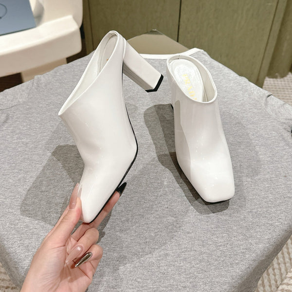 Prada Mules 85mm White Patent Leather 449619
