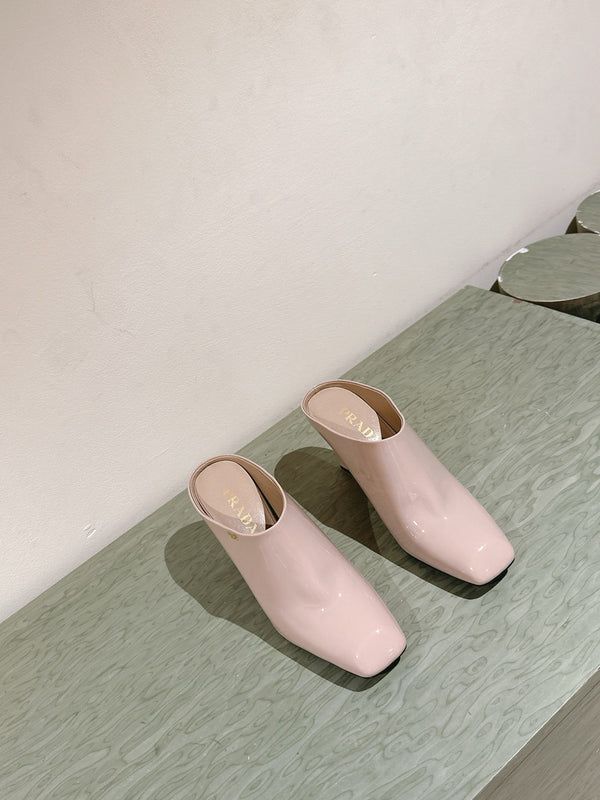 Prada Mules 85mm Beige Patent Leather 449620