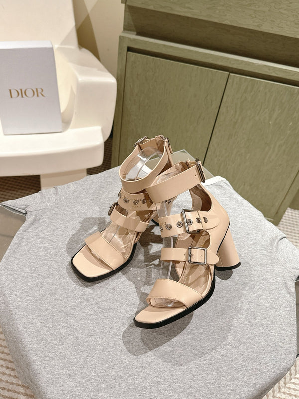 CD 25 Punk Heeled Sandal Lambskin with Leather Buckle 241953