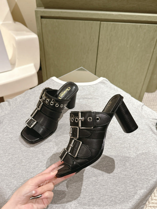 CD 25 Punk Heeled Slide Lambskin with Leather Buckle 241956