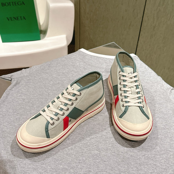 BV Eliot Sneaker Gray/Muted Teal Yellow Cotton Calfskin 446193