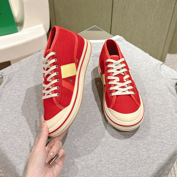 BV Eliot Sneaker Red/Light Yellow Cotton Calfskin 446194