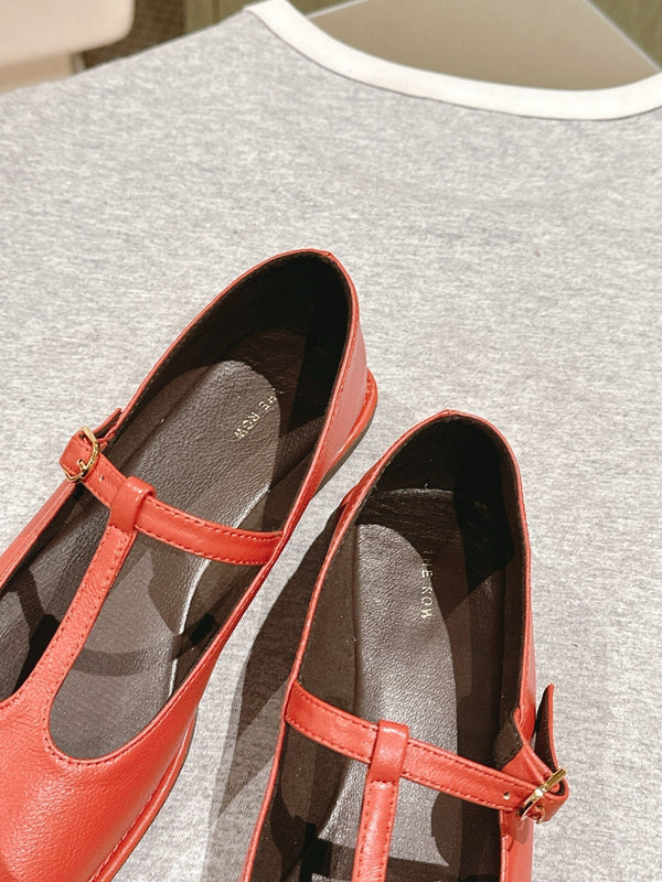 The Row Square T-Strap Flat Red 451285