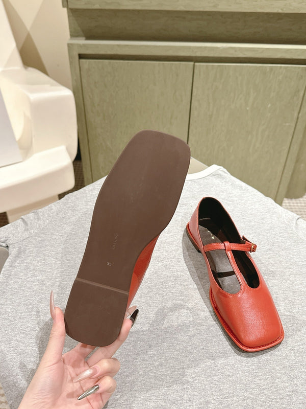 The Row Square T-Strap Flat Red 451285