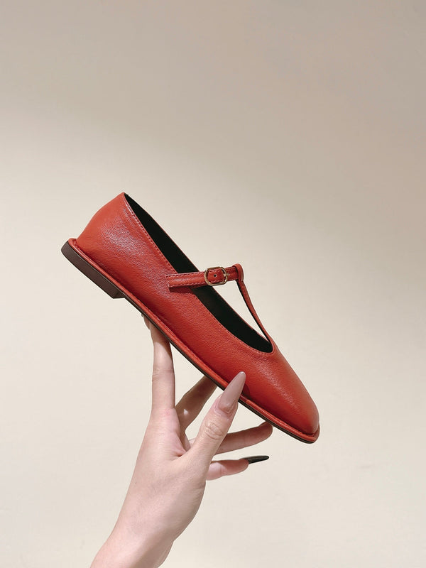 The Row Square T-Strap Flat Red 451285