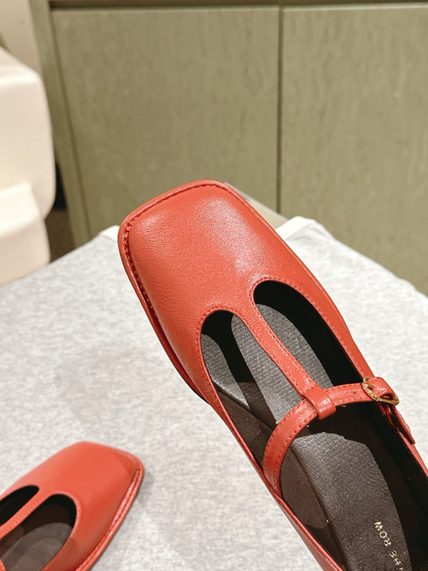 The Row Square T-Strap Flat Red 451285