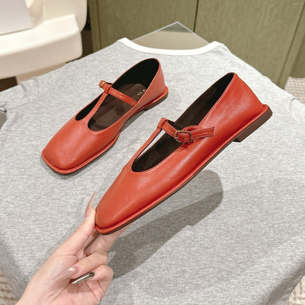 The Row Square T-Strap Flat Red 451285