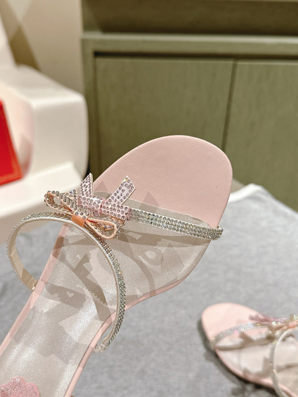 RC 25 Snake-Shaped Add Bow High Heeled Pink Silk Rhinestones 268070