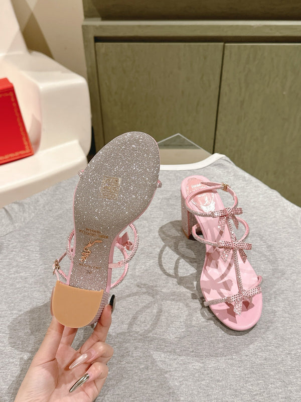 RC 25 Add Bow Diamond High Heeled Pink Silk Rhinestones 268071