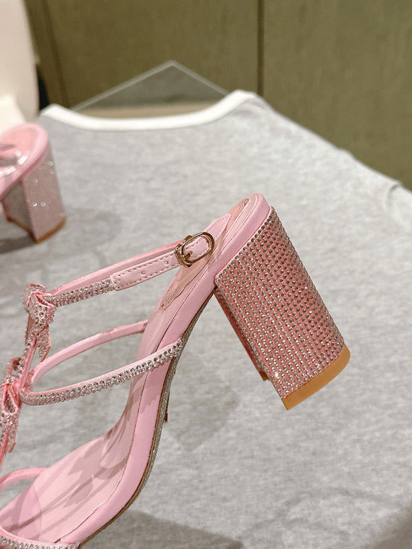 RC 25 Add Bow Diamond High Heeled Pink Silk Rhinestones 268071