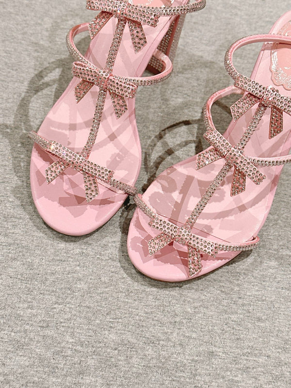 RC 25 Add Bow Diamond High Heeled Pink Silk Rhinestones 268071