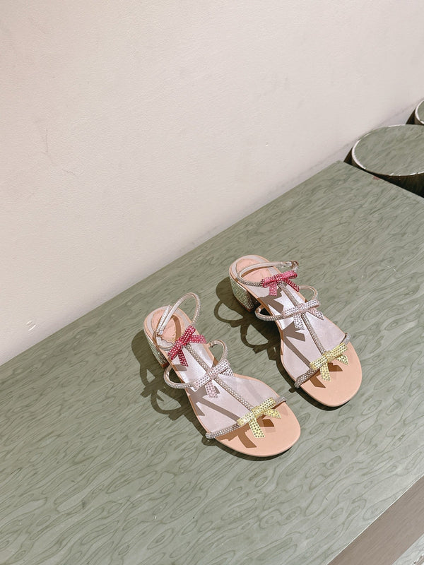 RC 25 Add Bow Diamond High Heeled Orange Silk Rhinestones 268072