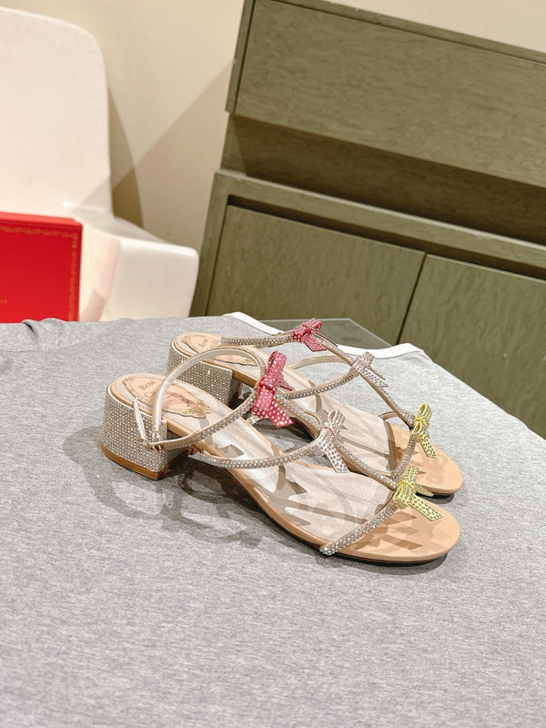 RC 25 Add Bow Diamond High Heeled Orange Silk Rhinestones 268072