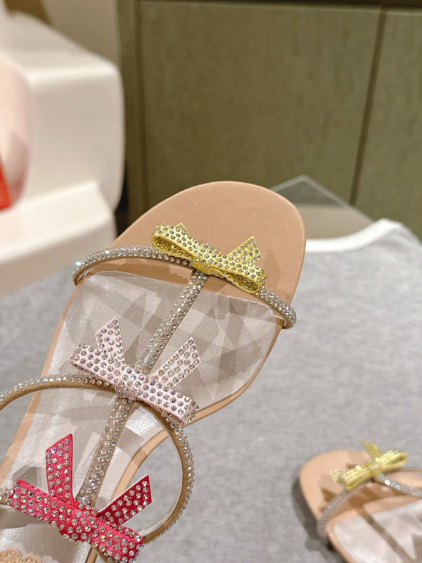 RC 25 Add Bow Diamond High Heeled Orange Silk Rhinestones 268072