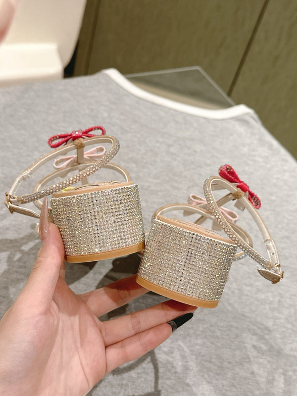 RC 25 Add Bow Diamond High Heeled Orange Silk Rhinestones 268072