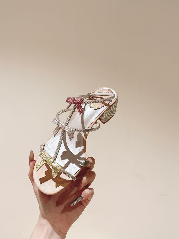 RC 25 Add Bow Diamond High Heeled Orange Silk Rhinestones 268072