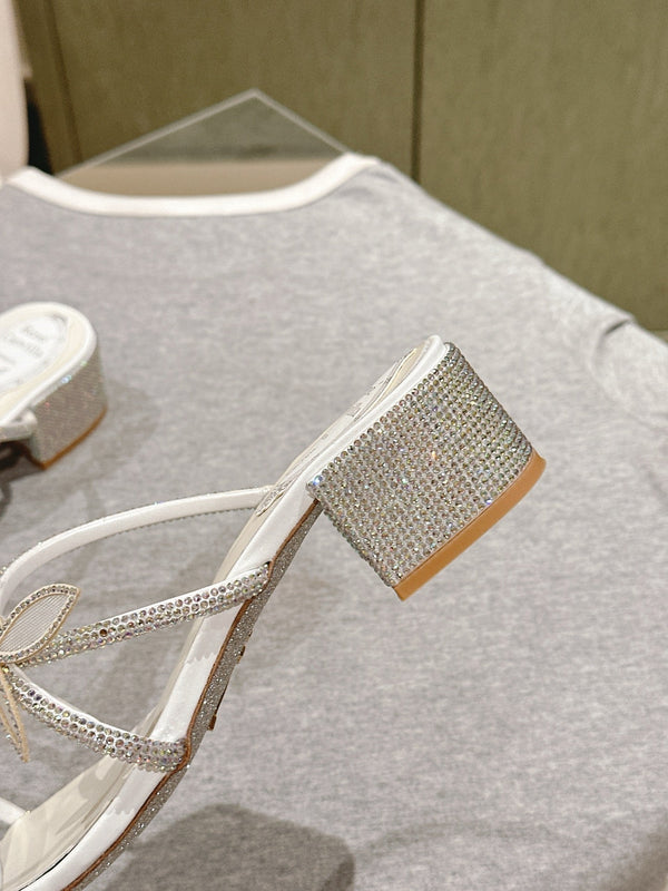 RC 25C Butterfly Diamond Sandals 4.5cm White Silk Rhinestones 268074