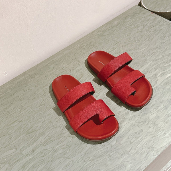 The Row Hugh Slides Red Cowhide Rubber 451282