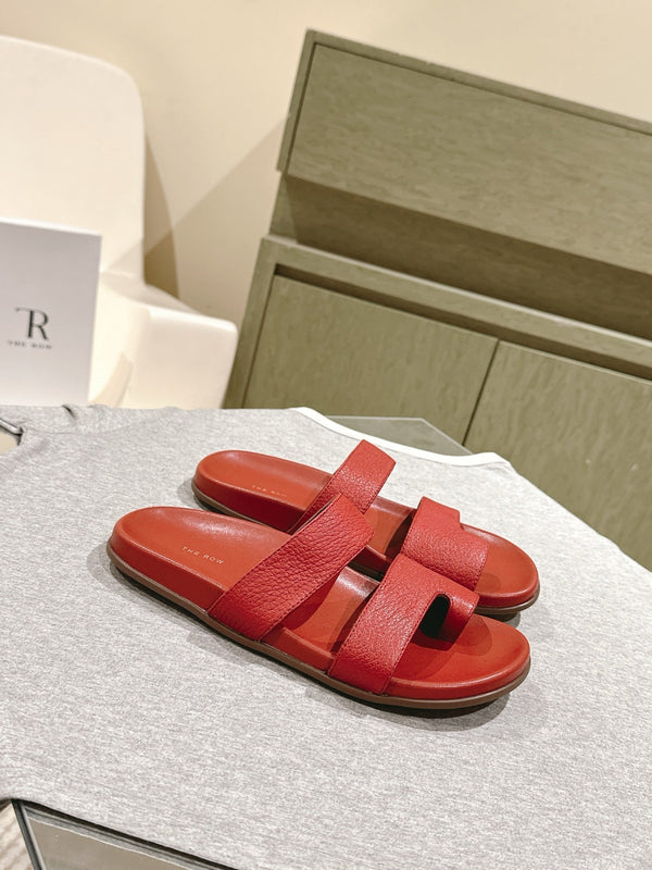 The Row Hugh Slides Red Cowhide Rubber 451282
