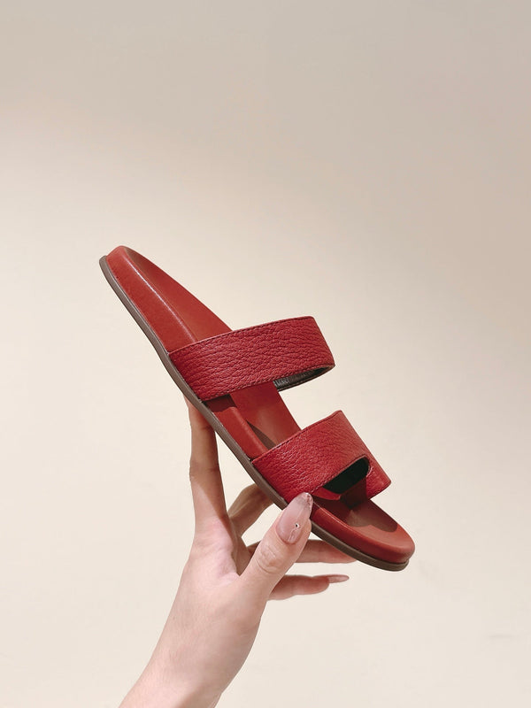 The Row Hugh Slides Red Cowhide Rubber 451282